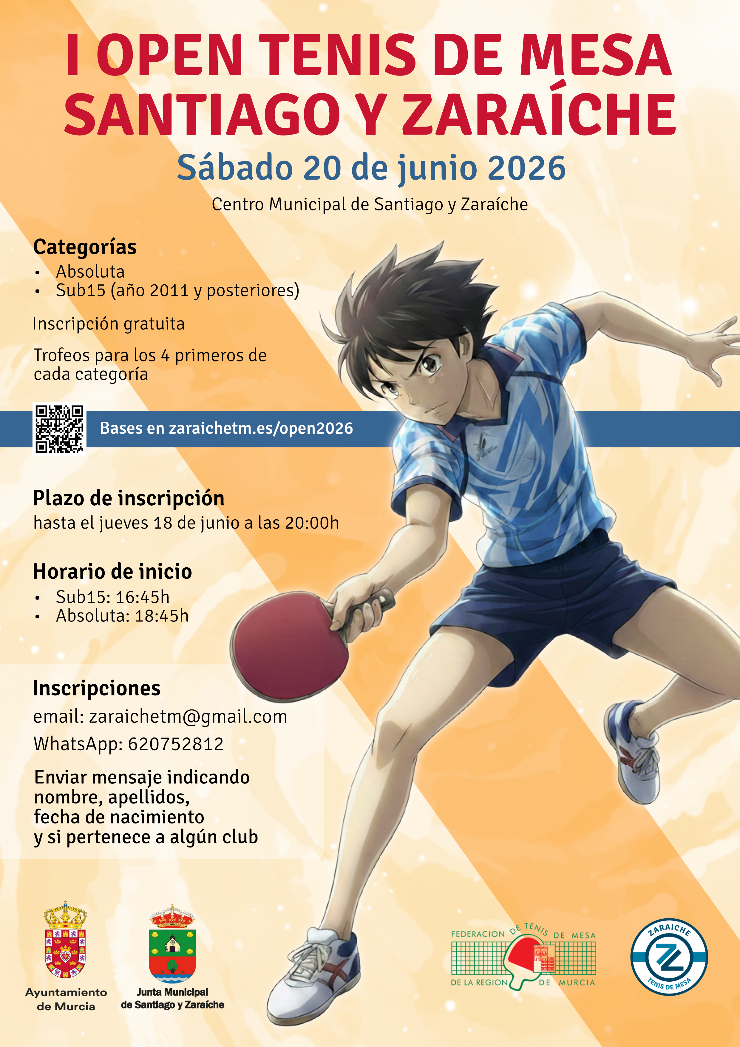Grupos, horarios y toda la información del I Open Tenis de Mesa de Santiago y&nbsp;Zaraíche